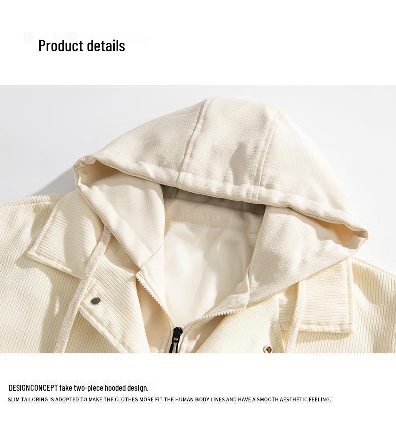 2023 Autumn/Winter Men's Hooded Baseball Jacket: Fake Two-Piece, Casual, Loose, Versatile, Couple's Outerwear