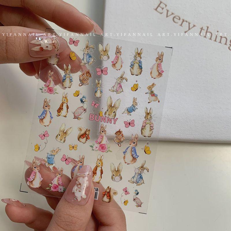 

J103 Strawberry Thin Tough Cute Bunny Nail Sticker J103-3. [Thin Tough Rabbit Fairy Tale. 1]]