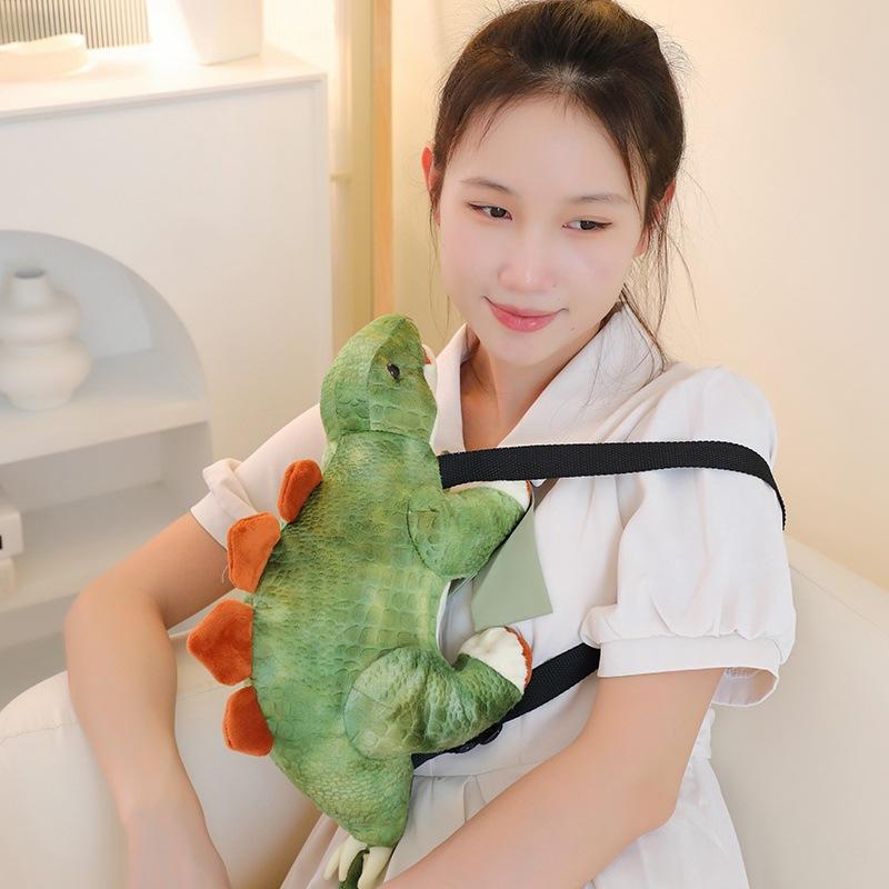 Cartoon Stegosaurus Backpack Plush Doll Green Dinosaur Large Capacity Backpack Girls Shopping Crossbody Bag