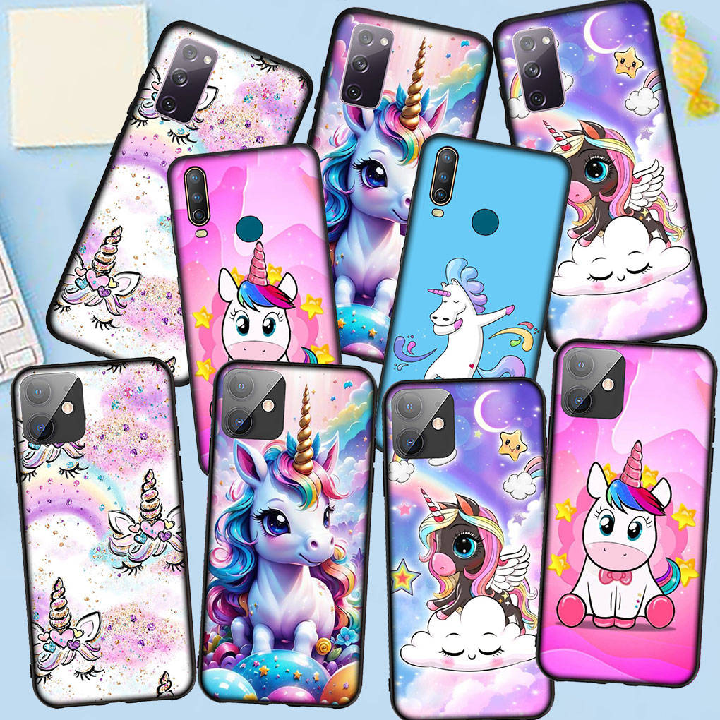 Handyhülle für Samsung Galaxy S25 S24 S23 iPhone 16 15 Xiaomi Redmi Note 14 13 12 16E X 11 Pro Max 14C OPPO Moto Huawei Cartoon Einhorn Pferd Hülle