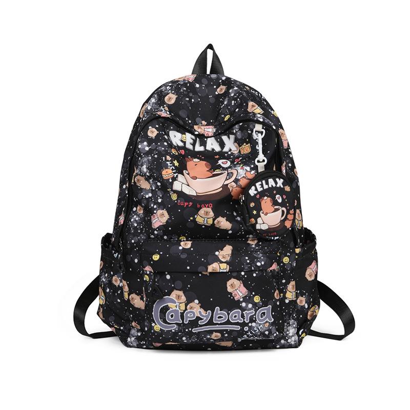 Large Capacity Boys And Girls Backpack Cute Fun Kapibara Print Primary School Bag Children Backpack