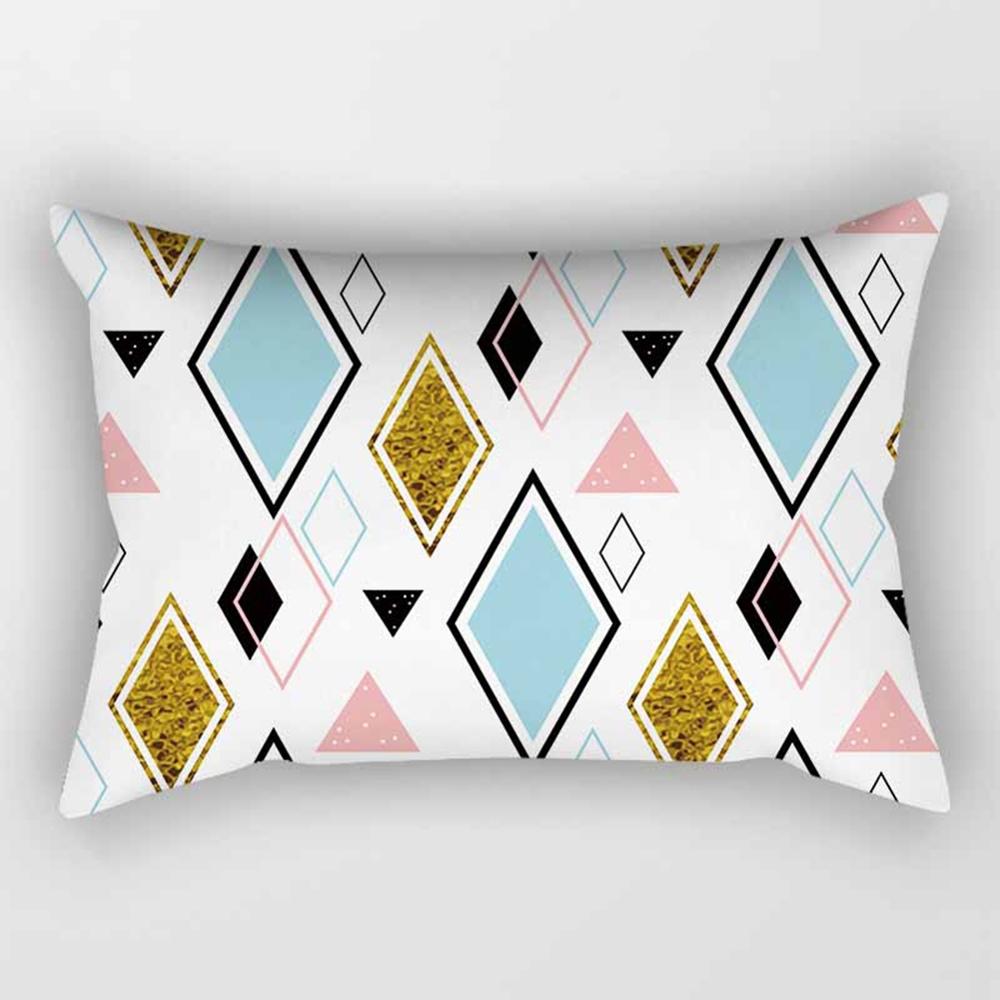 Federa rettangolare a righe geometriche rosa 30 * 50 cm Divano Abbraccio Cuscino Fodera per cuscino Soggiorno Camera da letto Elegante decorazioni per la casa