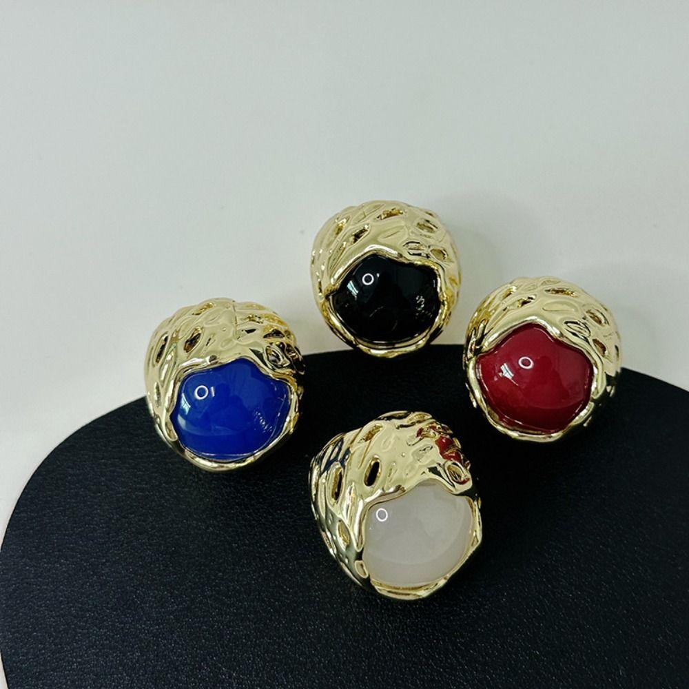 Hollow Design Vintage Metal Ring Round Shape Personality Ring Women's Jewelry