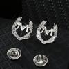 1 Pair Retro Collar Brooches Tree Leaf Wolf Rhinestone Fashion Lapel Pin For Men Women Shirts Suits Clothes Decor Jewelry Gift