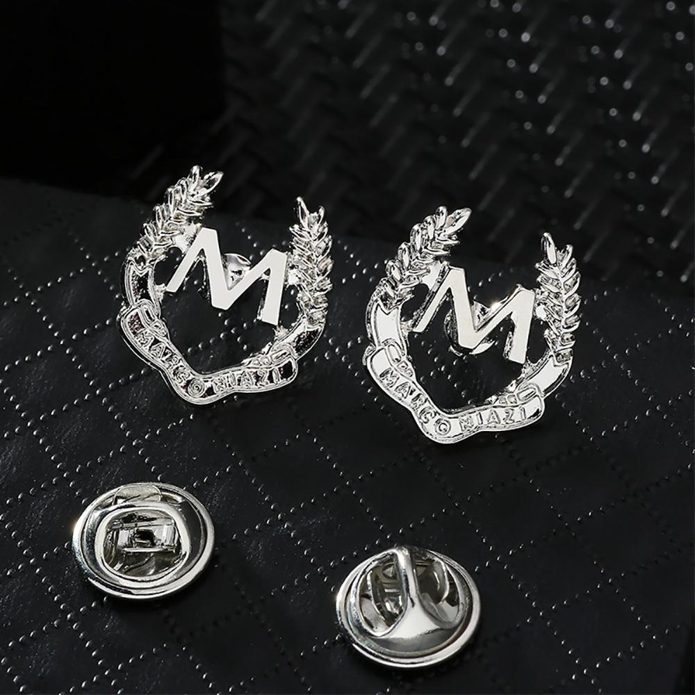 1 Pair Retro Collar Brooches Tree Leaf Wolf Rhinestone Fashion Lapel Pin For Men Women Shirts Suits Clothes Decor Jewelry Gift