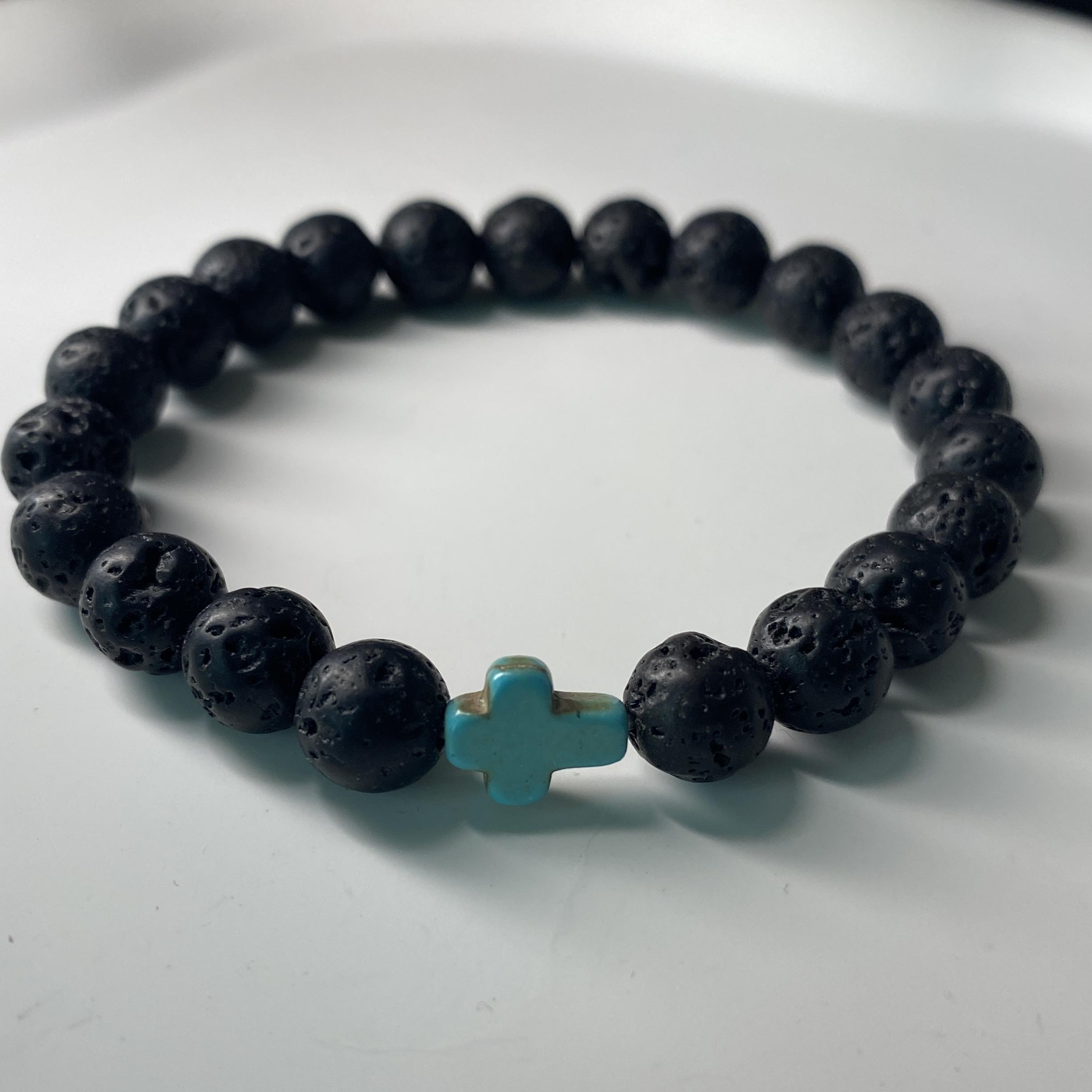 8 мм натуральный лавовый камень браслет из бисера для мужчин женщин вулканический камень любовь крест йога исцеление матовый камень