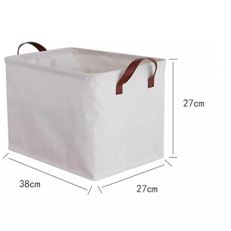 Cotton-Linen Storage Basket With Handle Japanese Style Desktop Storage Basket Children's Toy And Miscellaneous Storage Box