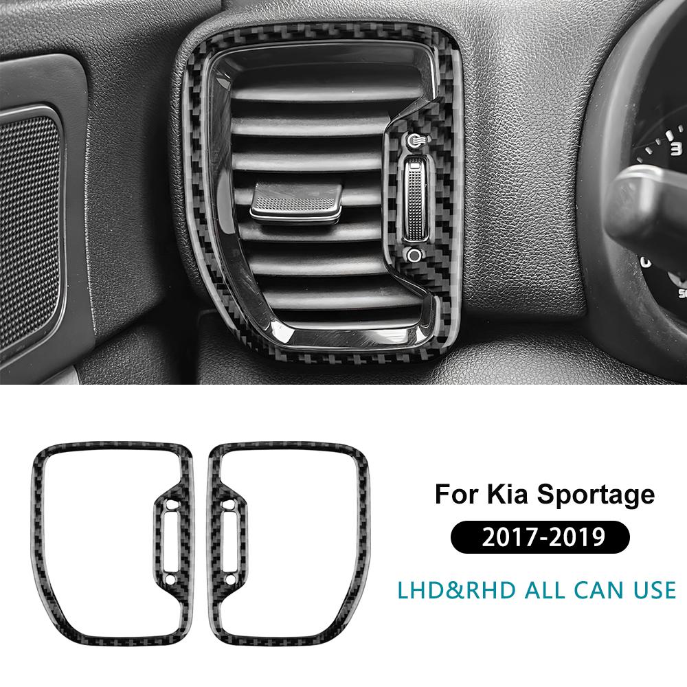 Real Soft Carbon Fiber Sticker For Kia Sportage 2017 2018 2019 LHD RHD Car Side Air Outlet Frame Interior Trim Accessories