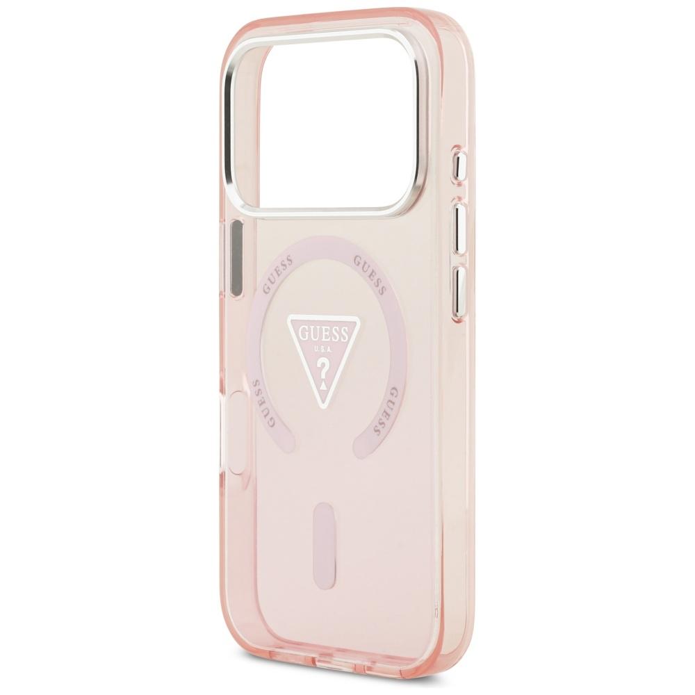 Coque MagSafe Guess IML Logo Triangle Dégradé pour iPhone 17 Pro Rose