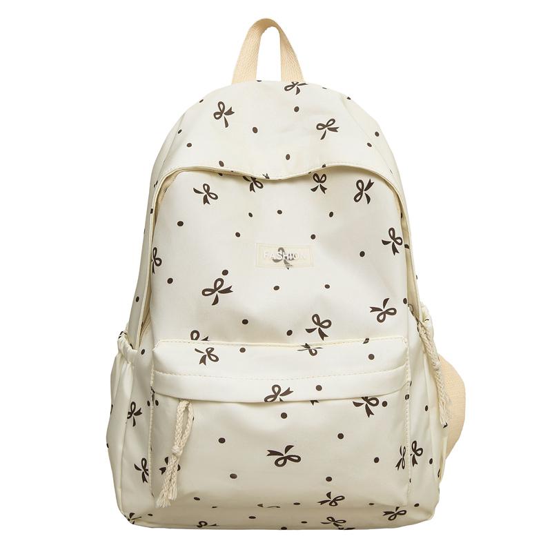 Schultasche für Studenten mit Schleifendruck, Rucksack mit großem Fassungsvermögen, Damen-Computerrucksack