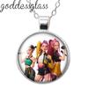 K-Pop Demon Hunter Anime Film Rumi Zoey Mira Cartoon Round Photo Glass cabochon silver plated pendant necklace jewelry Gift