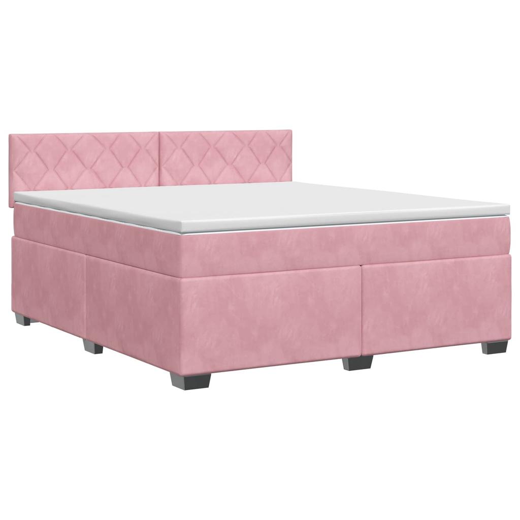 Box Spring Bed with Mattress and Headboard Pink 140 X 200 Cm Velvet