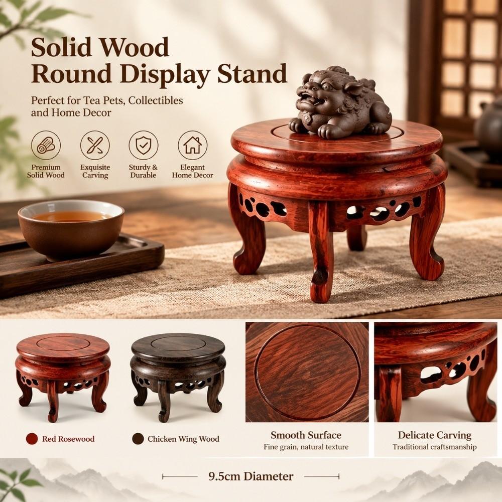 9.5cm Display Stand Base Round Wooden Bonsai Stand Vintage Wooden Display Pedestal  Patio Balcony