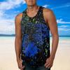 Mens Fashion Hawaiian Beach Sports Tank Top Men Gym Print Vest