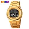 SKMEI Men's Digital Sports Watch, Steel Band Waterproof Multifunction Casual Wristwatch