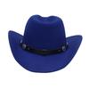 Stilvolle Western-Cowboyhüte mit hochgebogenem Rand, breitkrempiger Fedora im ethnischen Stil mit silbernen Kunstakzenten, Filzhut für Damen & Herren