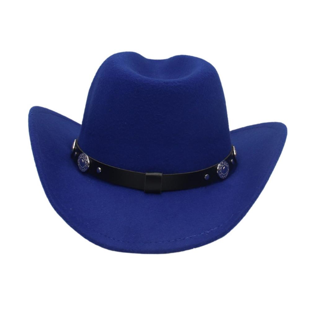 Stilvolle Western-Cowboyhüte mit hochgebogenem Rand, breitkrempiger Fedora im ethnischen Stil mit silbernen Kunstakzenten, Filzhut für Damen & Herren