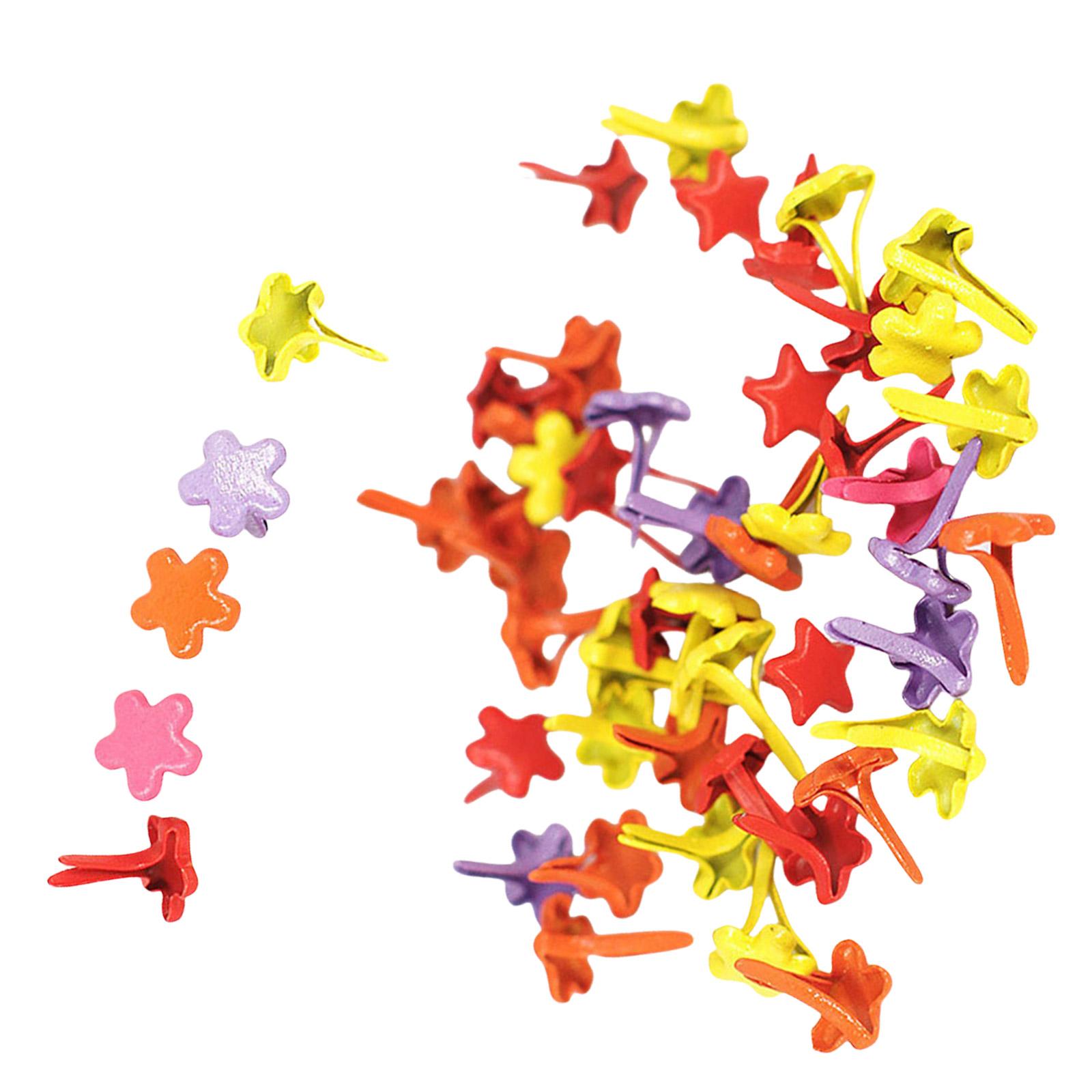 100 шт. цветных шплинтов, металлических застежек для бумаги, круглых гвоздей, гвоздей в форме сердца, гвоздей в форме цветка, гвоздей для скрапбукинга для бумажного творчества B