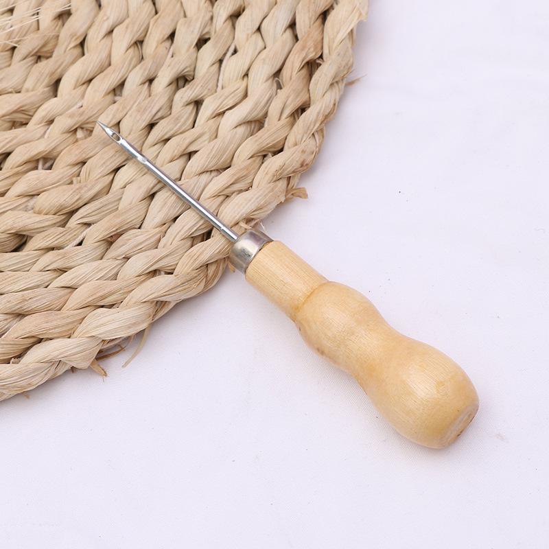 Wooden Handle Shoes Repairing Awl Leather Shoe Sewing Cobbler Tool DIY Craft Repair Hand Stitcher Straight Curved Hook