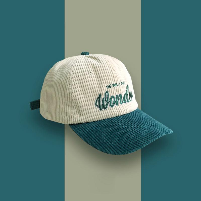 Corduroy Hat Wonder Embroidery Patchwork Colours Baseball Cap Korean For Women Fashion Visor Cap For Men