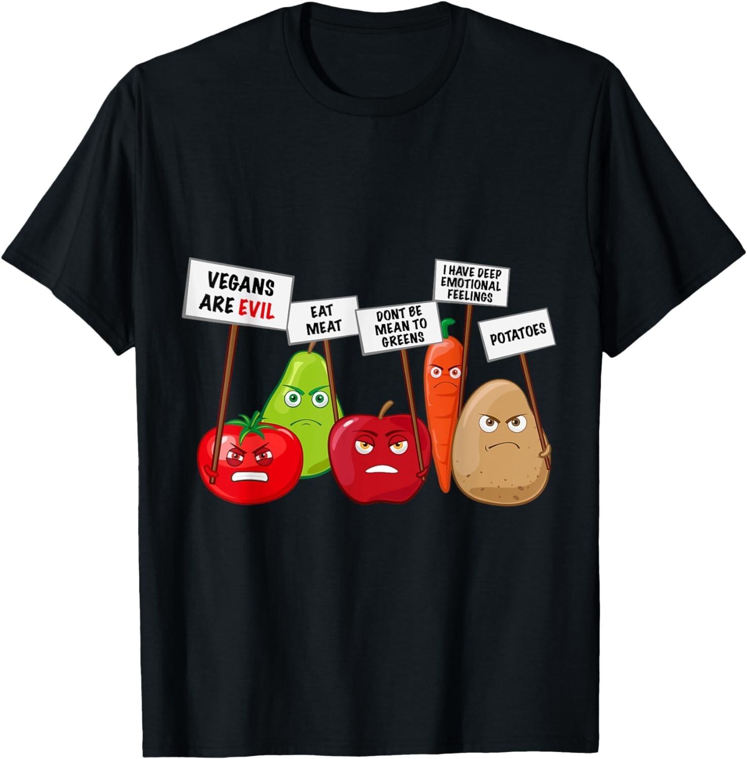 Funny Vegan Vegetables Fruits Protesting Against Vegans Women Unisex TShirt Casual Cotton Graphic T Shirts Streetwear Tops Tee S