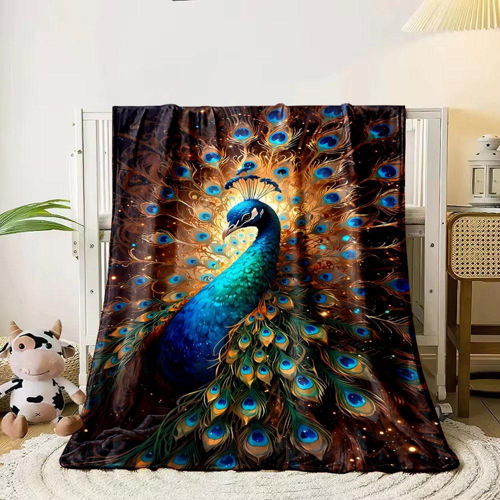 Stunning Peacock Pattern Blanket bedroom Blanket for Livingroom Couch lunch break Soft throw for Friend's festival Gift