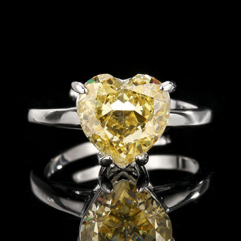 Accessories Jewelry Sets Necklaces Rings Earrings Heart-shaped High Carbon Yellow Niche Fashion Women's High-end