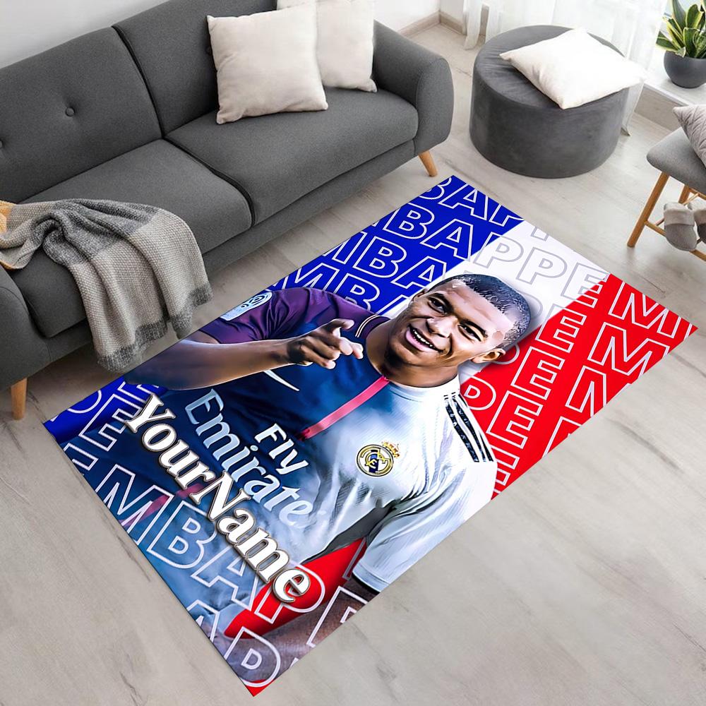 Mbappe Customize Your Name Area Rug Suitable for Study room Playrooms Foyer Balcony Anti-slip Rug Anime Office Decor Perfect Gift for Friends & Family