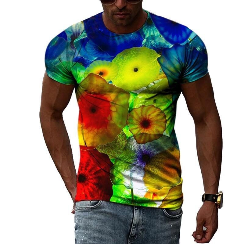 Summer Fashion Abstract Multidimensional Graphic T Shirts For Men Casual 3D Print Harajuku Personality Round Neck Short Sleeve