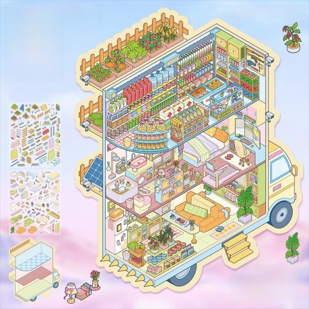 Visual Stacking Three-dimensional Sticker Lemon Shop Miniature Scene Sticker Children