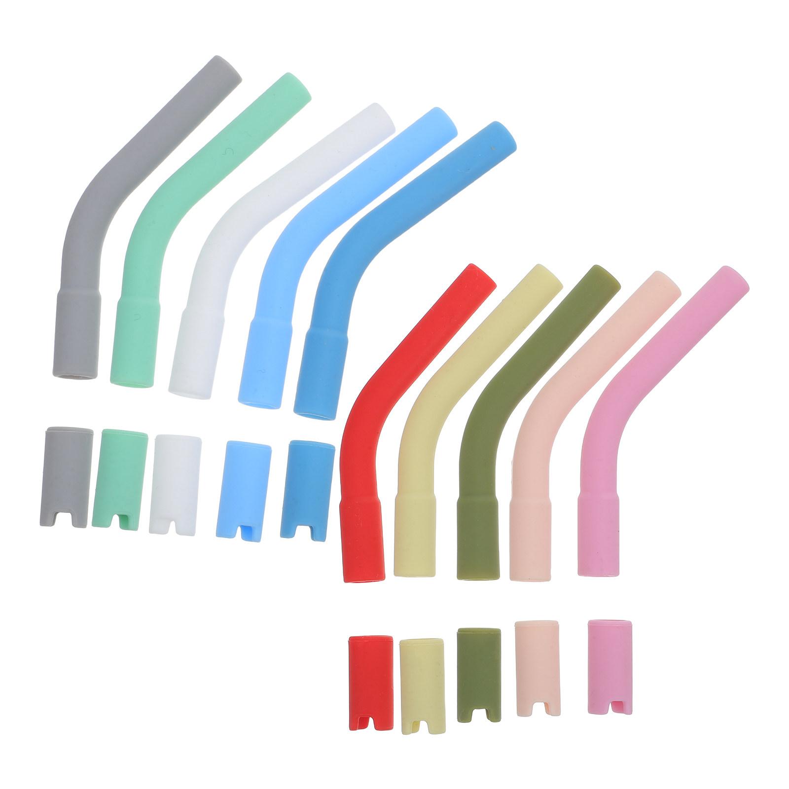 

10Set Silicone Straw Tips Pedestals Reusable Rubber Replacement Soft Covers for 8-10Mm Metal Glass Tumbler Straw Sleeves