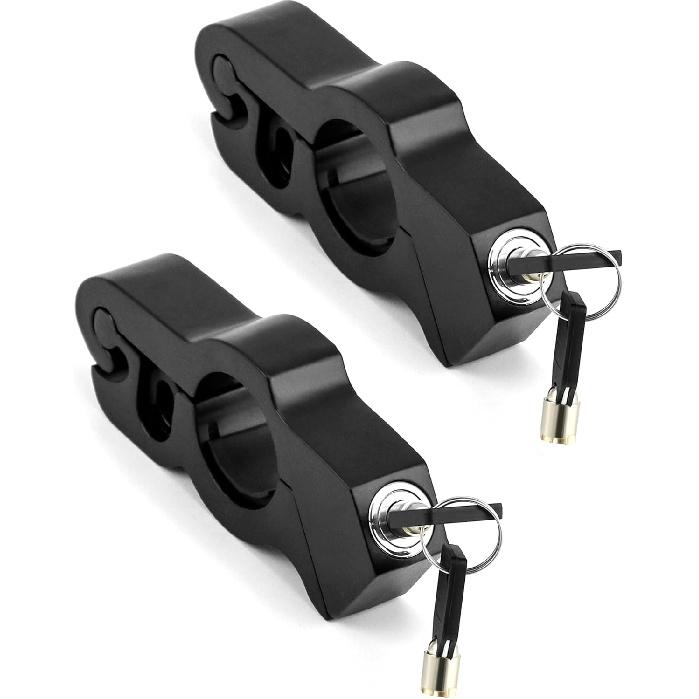 QWORK Heavy Duty Anti-Theft Adjustable Bike Handlebar Lock, 2 Pack - A Grip/Throttle/Brake/Handlebar Lock for Bike, Scooter, Moped or ATV, Black 2 pcs