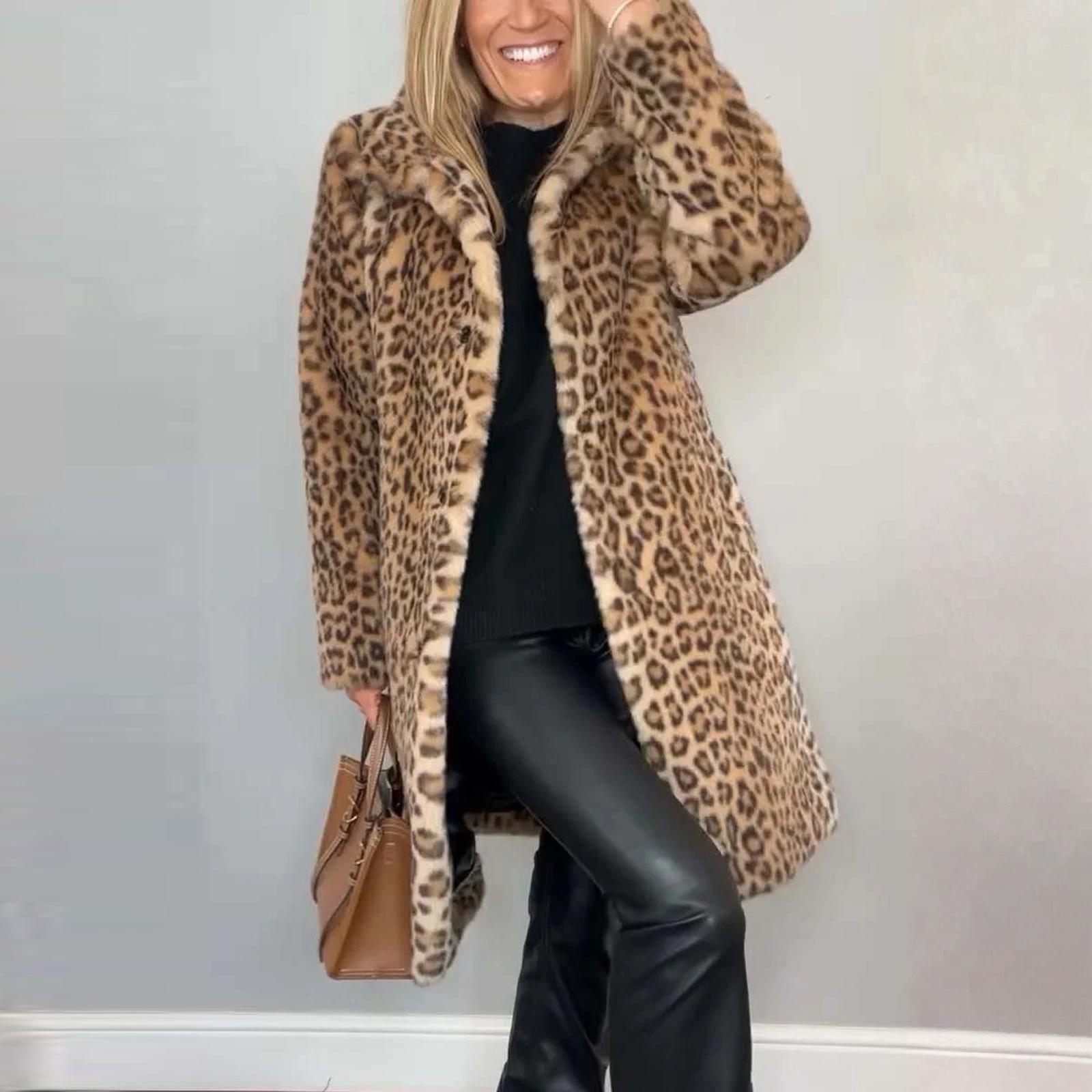 

Женское модное однотонное плюшевое пальто средней длины с лацканами L хаки