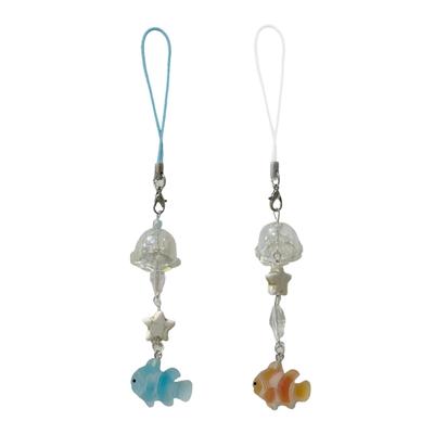 El Yapımı Okyanus Temalı Anahtarlık Akrilik Boncuklu Anahtarlık Palyaço Balığı Charm Telefon Zinciri Deniz Yıldızı Çanta Kolyesi Süs