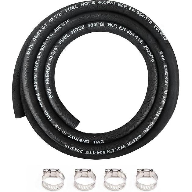 EVIL ENERGY 5/16" High Pressure Fuel Line Hose 435 PSI E85 For Fuel Systems Engines NBR Rubber 5FT EN854-1TE
