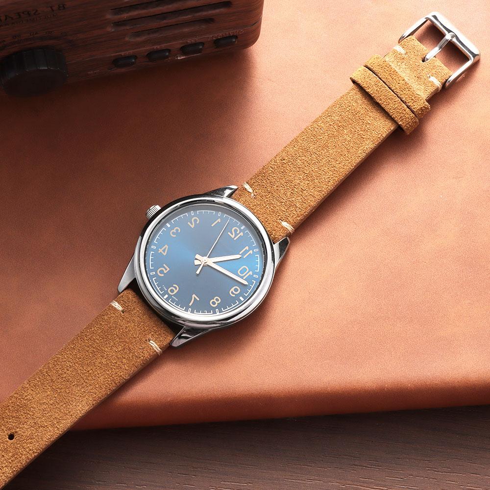14mm 16mm 18mm 20mm 22mm Zamszowy Pasek do Zegarka Szary Vintage Pasek Zamienny Bransoletka Ręcznie Szyty Pasek do Zegarka dla Oris