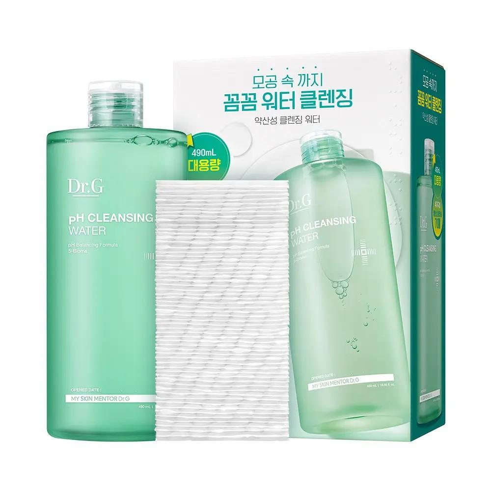 Dr.G Mild Acidic Cleansing Water Set 490ml + Cotton Pads 70 pcs