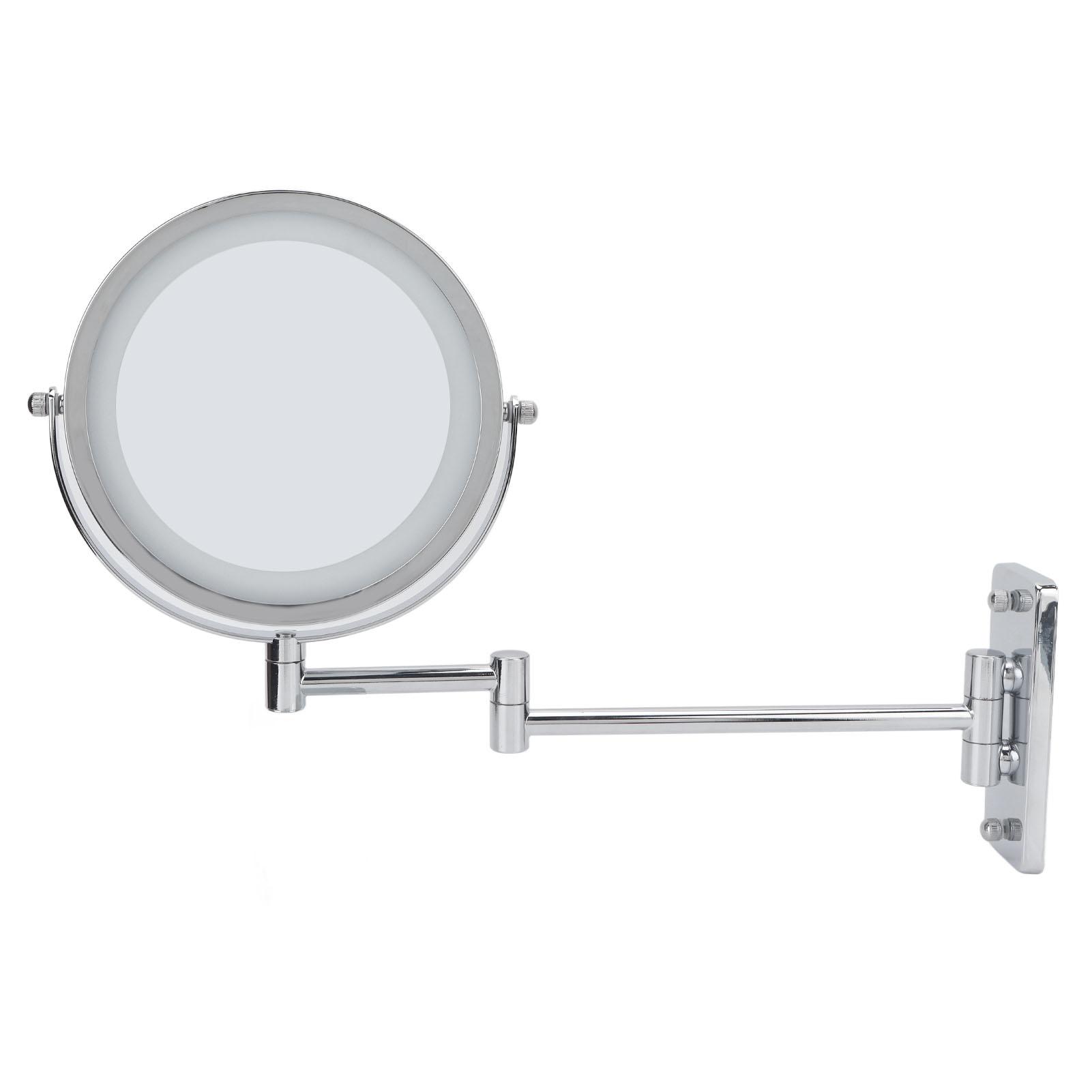 

7-дюймовое светодиодное зеркало для макияжа, настенное вращающееся регулируемое увеличительное зеркало с двусторонней подсветкой