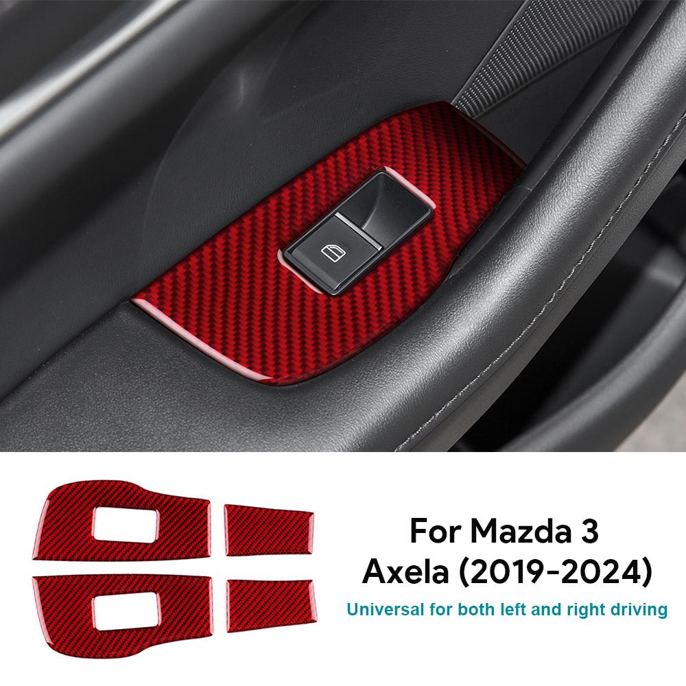 Real Soft Carbon Fiber Sticker For Mazda 3 Axela 2019 2020 2025 2025 2025 2025 2025 Car Rear Door Window Lifting Frame Panel