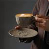 Ofengeänderte Latte Kaffeetasse und Untertasse Set Retro Keramiktasse Kreative Nachmittagstee Kaffeetasse Grobkeramik Haushalt