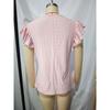 Womens V Neck Eyelet Embroidered Blouse With Short Flutter Sleeves Casual Button Down Top