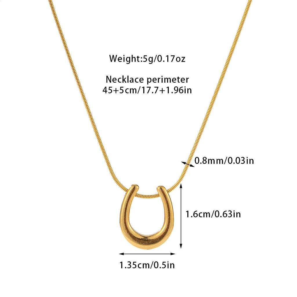 New Ins Style Personalized Horseshoe Pendant Stainless Steel Necklace Women'S All-Match High-Grade U-Shaped Necklace