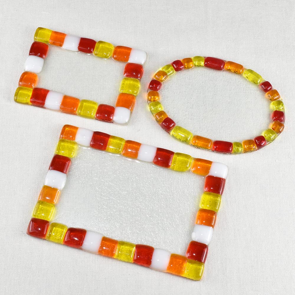 Fourcart Cute Handmade Glass Crafts NEW [Mosaic Tray, Square Mini, Red] X 6-Piece Set