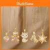 Floral Animal Zircon Necklace For Women With Stainless Steel Chain Elegant Jewelry Gift