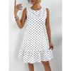 Batwing Hem Dress with Sleeveless Polka Dot Print - Cute and Playful Women's Clothing