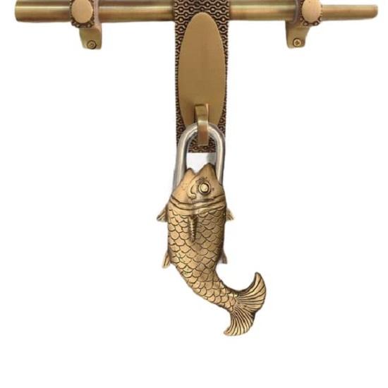 Art Handmade Padlock with Lock 2 Keys Universal Fish Escutcheon Lock