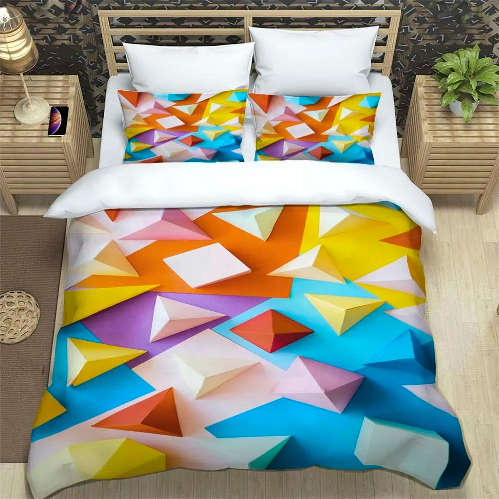 3D abstract modern geometric minimalist printed bedding Queen bedding set Soft and comfortable Customized King size bedding set