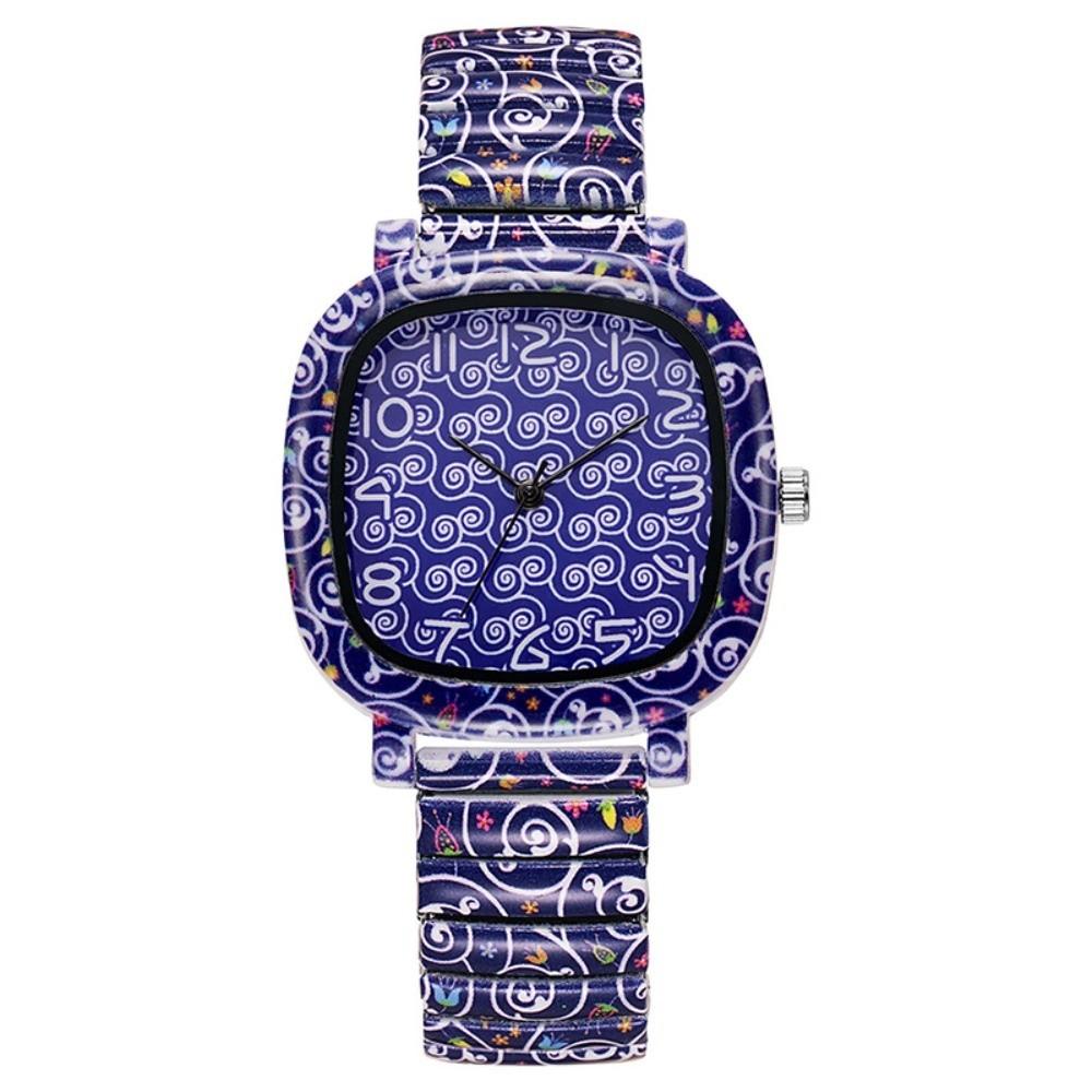 Elastic Quartz Bracelet Watch Stainless Steel Stretch Strap Watch Square Wristwatch Women
