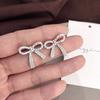 Korean Trendy Zircon Bow Earrings For Women  Luxury Sparkling Cubic Zirconia Bowknot Stud Earrings High Jewelry Gifts