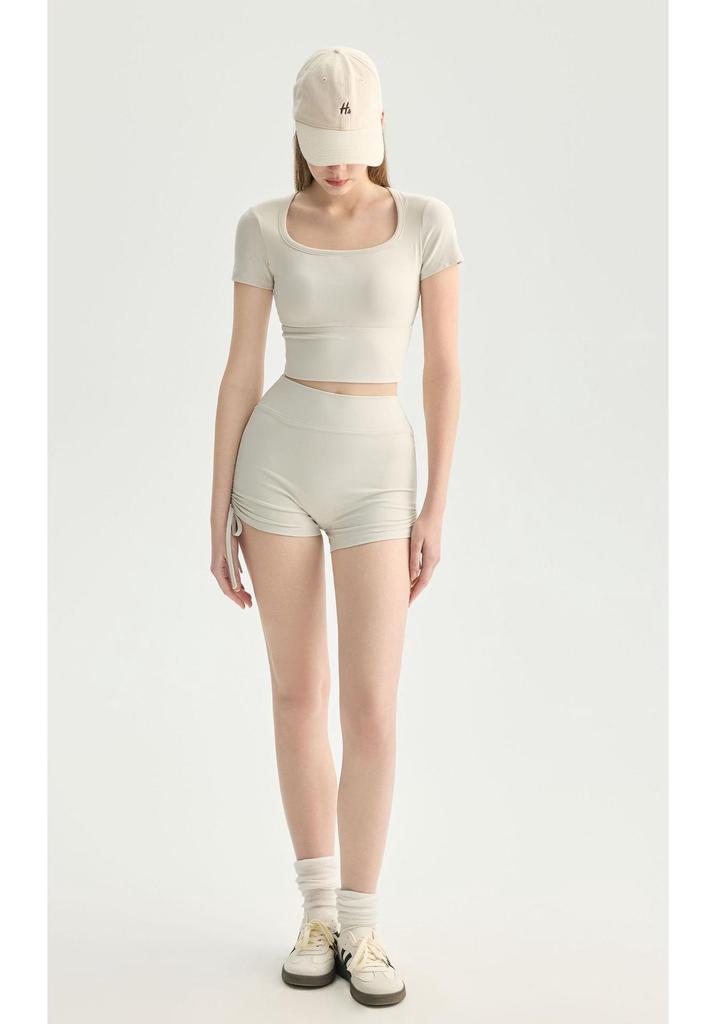 Women's High-Waisted Butt-Lift Yoga Shorts, Nude Feel, Three-Quarter Length